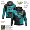 Custom Stitched Black Teal-White 3D Pattern Design Abstract Brush Stroke Sports Pullover Sweatshirt Hoodie