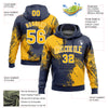 Custom Stitched Navy Gold-White 3D Pattern Design Abstract Brush Stroke Sports Pullover Sweatshirt Hoodie