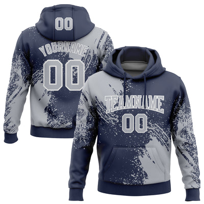 Custom Stitched Navy Gray-White 3D Pattern Design Abstract Brush Stroke Sports Pullover Sweatshirt Hoodie