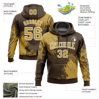 Custom Stitched Brown Old Gold-White 3D Pattern Design Abstract Brush Stroke Sports Pullover Sweatshirt Hoodie