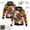 Custom Stitched Gold Black-Red 3D Maryland Flag And Fish Hook Fishing Sports Pullover Sweatshirt Hoodie