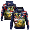 Custom Stitched Navy Red-White 3D American Flag And Smallmouth Bass Fish Fishing Sports Pullover Sweatshirt Hoodie