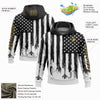 Custom Stitched Black Old Gold-White 3D American Flag And Fish Hook Fishing Bait Sports Pullover Sweatshirt Hoodie