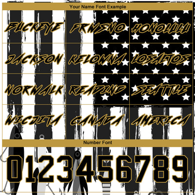 Custom Stitched Black Old Gold-White 3D American Flag And Fish Hook Fishing Bait Sports Pullover Sweatshirt Hoodie