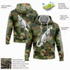 Custom Stitched Camo Olive-White 3D Fish Hook Skull Fishing Sports Pullover Sweatshirt Salute To Service Hoodie