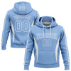 Custom Stitched Light Blue White 3D Pattern Design Color Blocking Stripe Sports Pullover Sweatshirt Hoodie