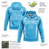 Custom Stitched Sky Blue White 3D Pattern Design Contrast Color Stripe Sports Pullover Sweatshirt Hoodie