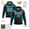 Custom Stitched Black Teal-White 3D Pattern Design Segmentation Patchwork Stripe Sports Pullover Sweatshirt Hoodie