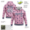 Custom Stitched Light Pink White-Navy 3D Pattern Design Evil Eyes Sports Pullover Sweatshirt Hoodie