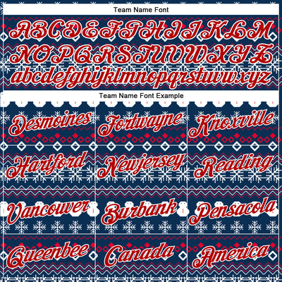 Custom Stitched Navy Red-White 3D Christmas Sports Pullover Sweatshirt Hoodie