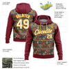 Custom Stitched Crimson Cream-Gold 3D Christmas Sports Pullover Sweatshirt Hoodie