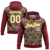 Custom Stitched Crimson Cream-Gold 3D Christmas Sports Pullover Sweatshirt Hoodie