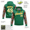 Custom Stitched Kelly Green Cream-Gold 3D Christmas Sports Pullover Sweatshirt Hoodie