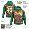 Custom Stitched Kelly Green Cream-Gold 3D Christmas Sports Pullover Sweatshirt Hoodie