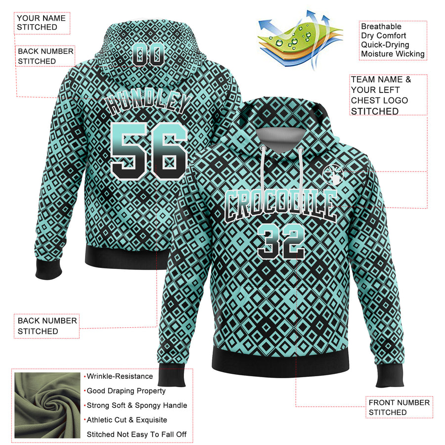 Custom Stitched Ice Blue Black-White Fade 3D Pattern Design Geometric Square Shapes Sports Pullover Sweatshirt Hoodie