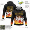 Custom Stitched Black Gold 3D Flame Bowling Sports Pullover Sweatshirt Hoodie