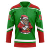 Custom Grass Green Red-White Funny Christmas 3D Hockey Lace Neck Jersey