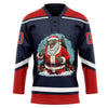 Custom Navy Red-White Funny Christmas 3D Hockey Lace Neck Jersey