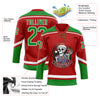 Custom Red Grass Green-White Funny Christmas 3D Hockey Lace Neck Jersey