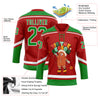 Custom Red Grass Green-White Funny Christmas 3D Hockey Lace Neck Jersey