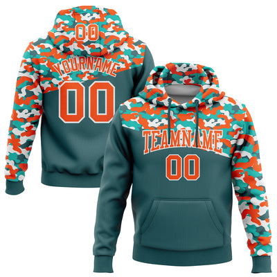 Custom Stitched Camo Orange Midnight Green-Aqua 3D Sports Pullover Sweatshirt Salute To Service Hoodie