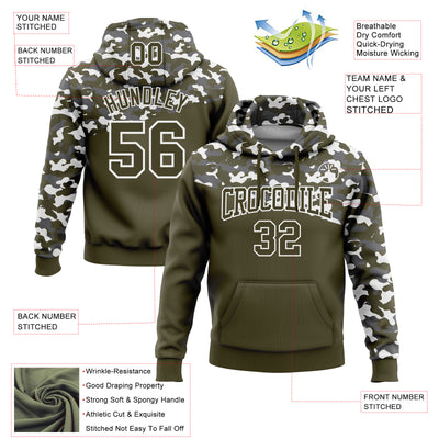 Custom Stitched Camo Olive-Steel Gray 3D Sports Pullover Sweatshirt Salute To Service Hoodie