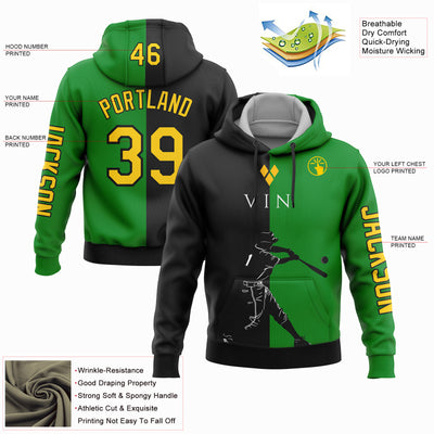 Custom Stitched Grass Green Gold-Black 3D Saint Vincent And The Grenadines Flag Sports Pullover Sweatshirt Hoodie