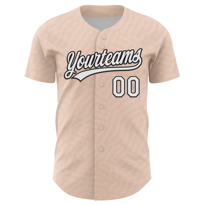 Custom Light Pink White-Black 3D Pattern Design Black History Month Authentic Baseball Jersey