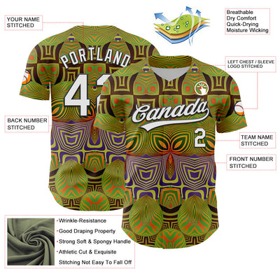 Custom Olive White-Black 3D Pattern Design Black History Month Authentic Salute To Service Baseball Jersey