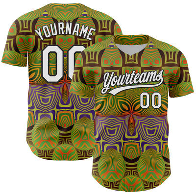 Custom Olive White-Black 3D Pattern Design Black History Month Authentic Salute To Service Baseball Jersey