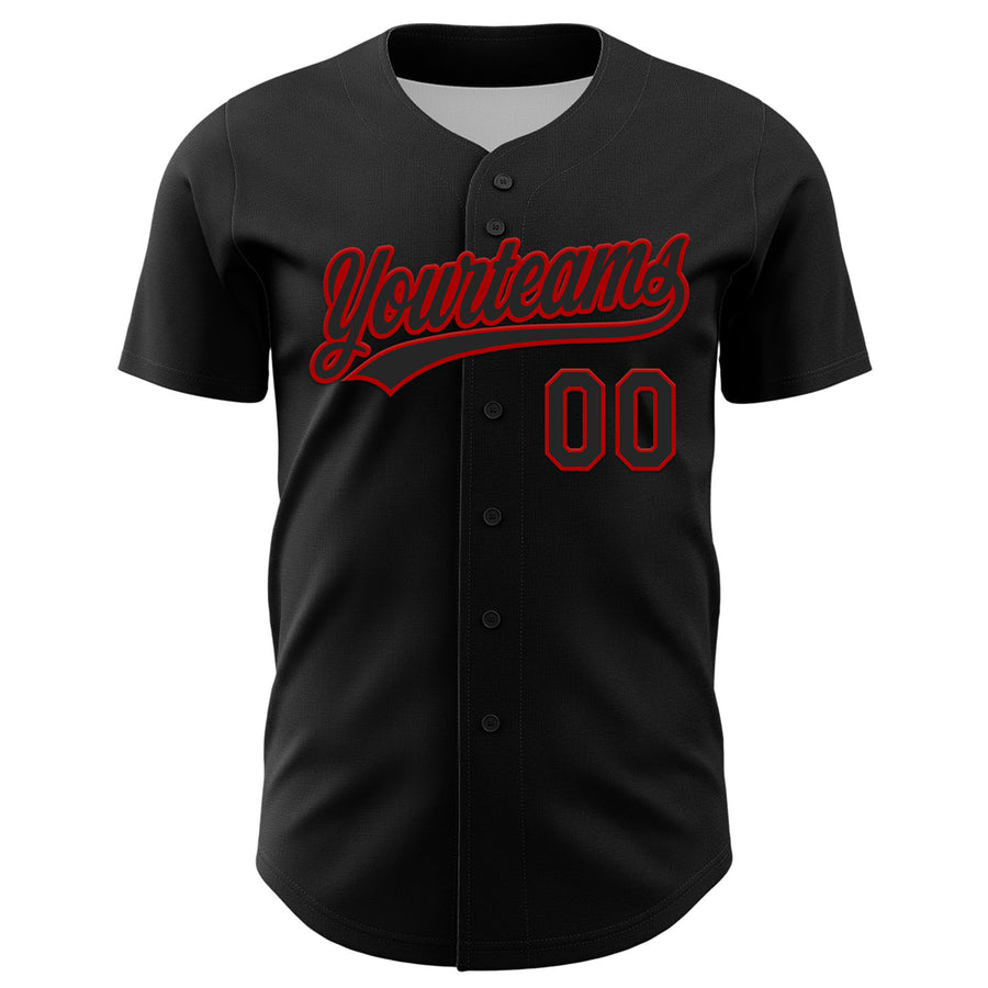 Custom Black Red 3D Love Heart Valentine's Day Authentic Baseball Jersey