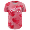 Custom Neon Pink White 3D Love Heart Valentine's Day Authentic Baseball Jersey