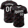 Custom Black White 3D Love Heart Valentine's Day Authentic Baseball Jersey