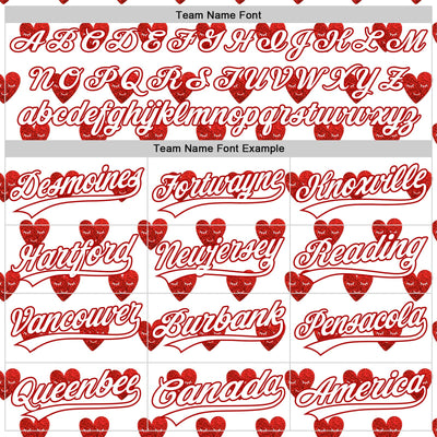 Custom White Red 3D Love Heart Valentine's Day Authentic Baseball Jersey