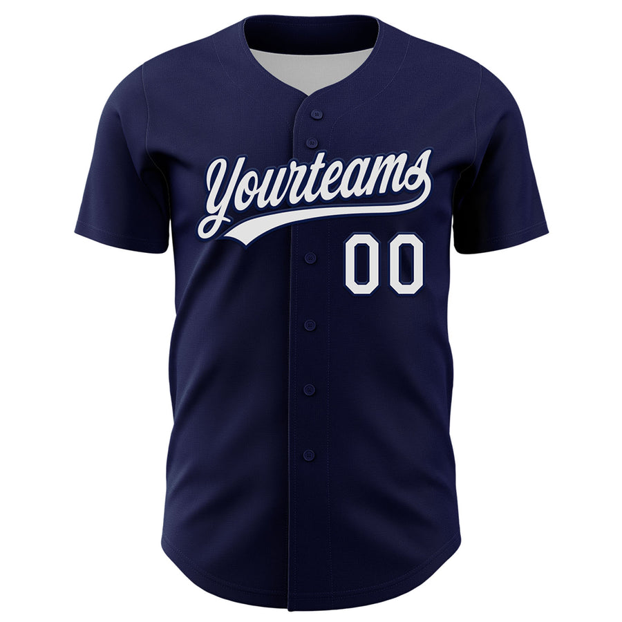 Custom Navy White 3D Love Heart Valentine's Day Authentic Baseball Jersey