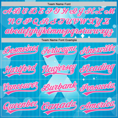 Custom Sky Blue Pink-White 3D Prostate Cancer Ribbon Authentic Baseball Jersey