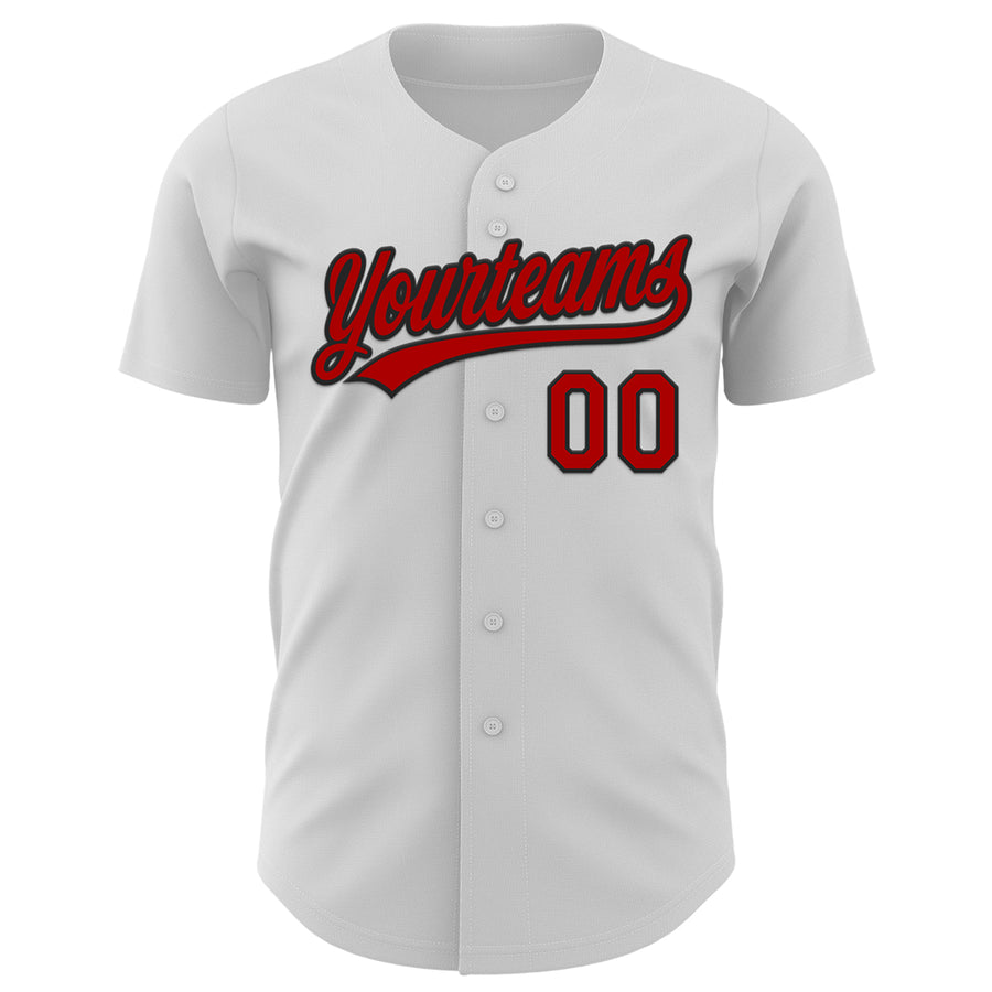 Custom White Red-Black 3D Funny Christmas Authentic Baseball Jersey