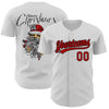 Custom White Red-Black 3D Funny Christmas Authentic Baseball Jersey