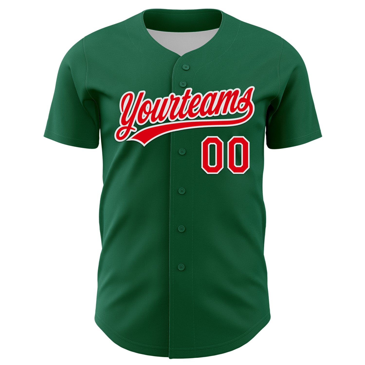 Custom Kelly Green Fire Red-White 3D Funny Christmas Authentic Baseball Jersey