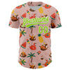 Custom Medium Pink Neon Green-White 3D Funny Christmas Authentic Baseball Jersey