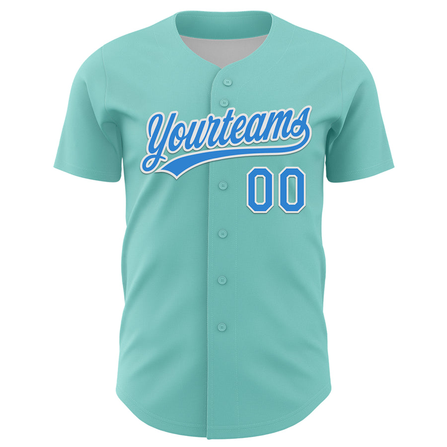 Custom Ice Blue Electric Blue-White 3D Funny Christmas Authentic Baseball Jersey