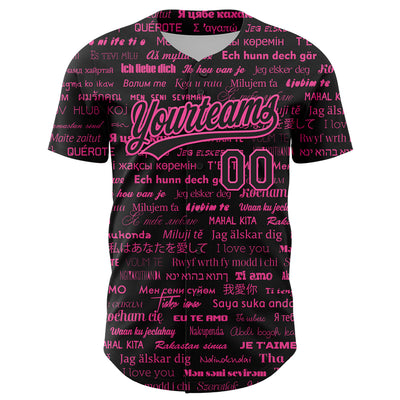 Custom Black Pink 3D Love Valentine's Day Authentic Baseball Jersey