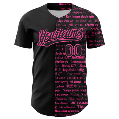 Custom Black Pink 3D Love Valentine's Day Authentic Baseball Jersey