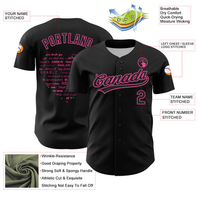 Custom Black Pink 3D Love Heart Valentine's Day Authentic Baseball Jersey