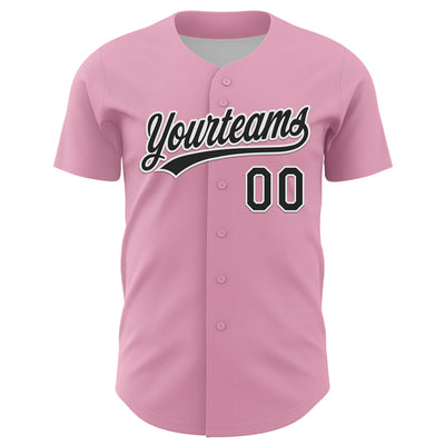 Custom Light Pink Black-White 3D Love Heart Valentine's Day Authentic Baseball Jersey