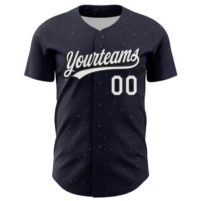 Custom Navy White-Black 3D Love Heart Valentine's Day Authentic Baseball Jersey