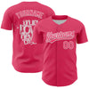 Custom Neon Pink White 3D Love Heart Valentine's Day Authentic Baseball Jersey