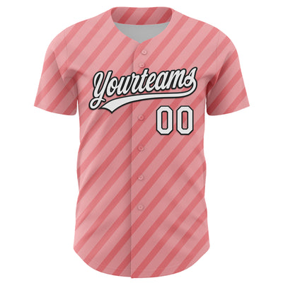 Custom Medium Pink White-Black 3D Love Heart Valentine's Day Authentic Baseball Jersey