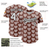 Custom Brown White-Black 3D Love Heart Valentine's Day Authentic Baseball Jersey