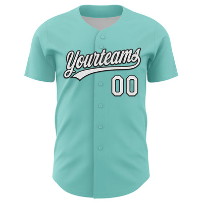 Custom Ice Blue White-Black 3D Love Heart Valentine's Day Authentic Baseball Jersey